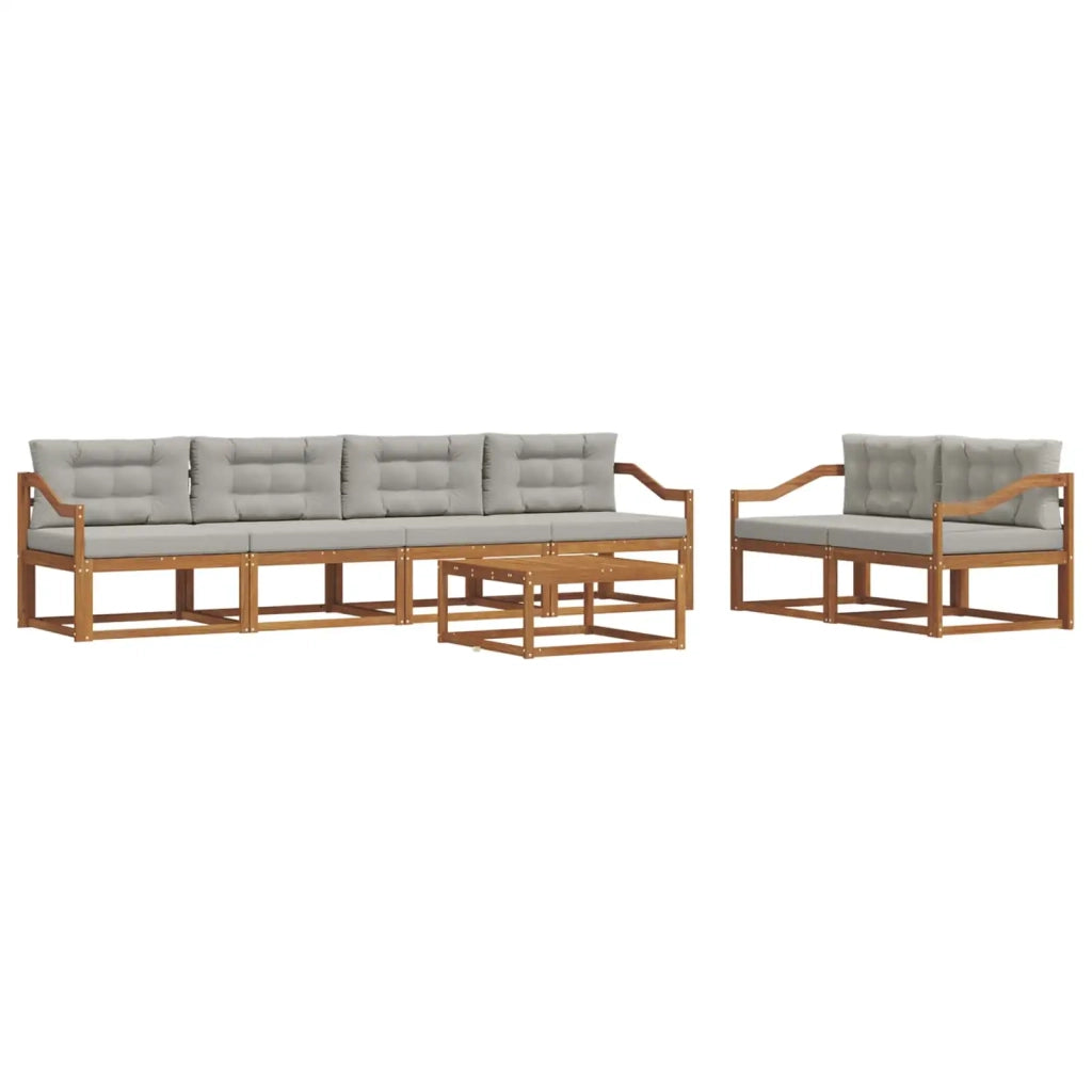 Set di divani da esterno 7 pcs Grigio Naturale e Chiaro