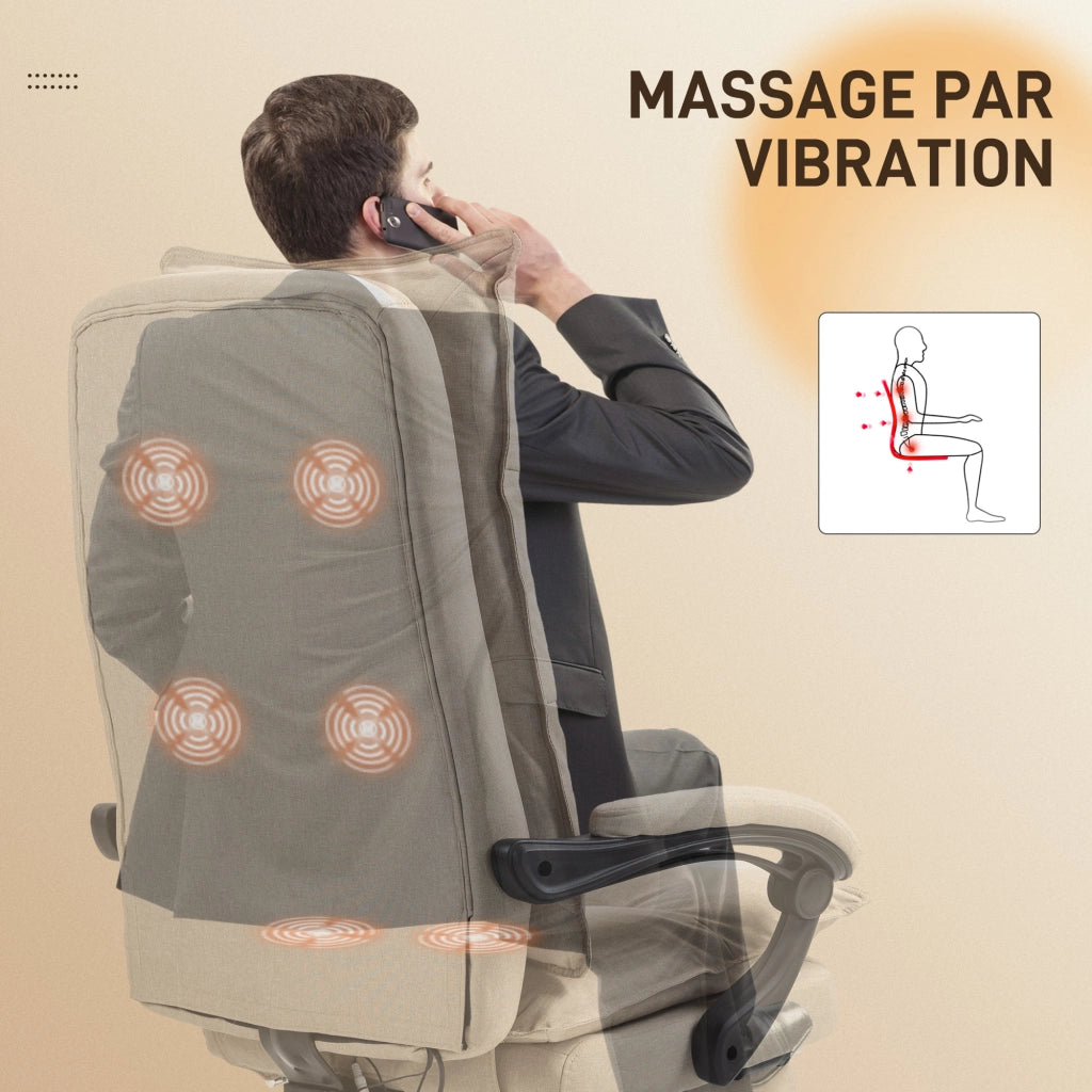 Sedia da ufficio massaggiante reclinabile con poggiapiedi ¨C zephmum ¨C beige