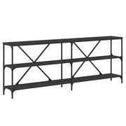 Tavolino Consolle | Tavolo d'Ingresso Nero 200x30x75 cm Legno Multistrato e Ferro