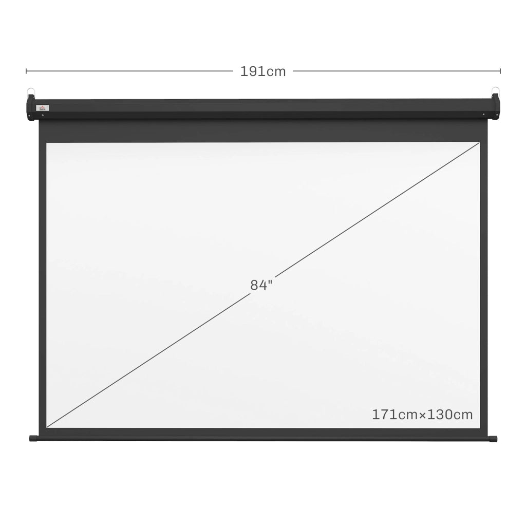 Schermo per Proiettore 89" Formato 4:3 Regolabile con Telecomando, 171x130cm, Nero