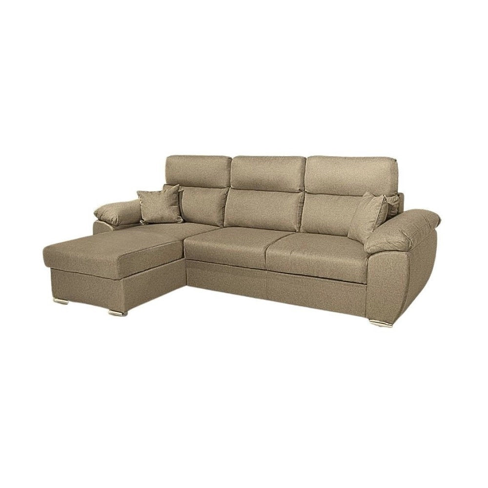 Divano con penisola contenitore cappuccino ComoII tessuto giulia9703