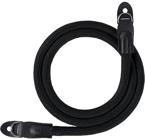 Cavo di alimentazione per fotocamera, cintura di trasporto per fotocamera, cintura antiscivolo per fotocamera, Adatto per fotocamere SLR/DSLR/Fuji/Nikon/Sony/Olympus/Panasonic - nero