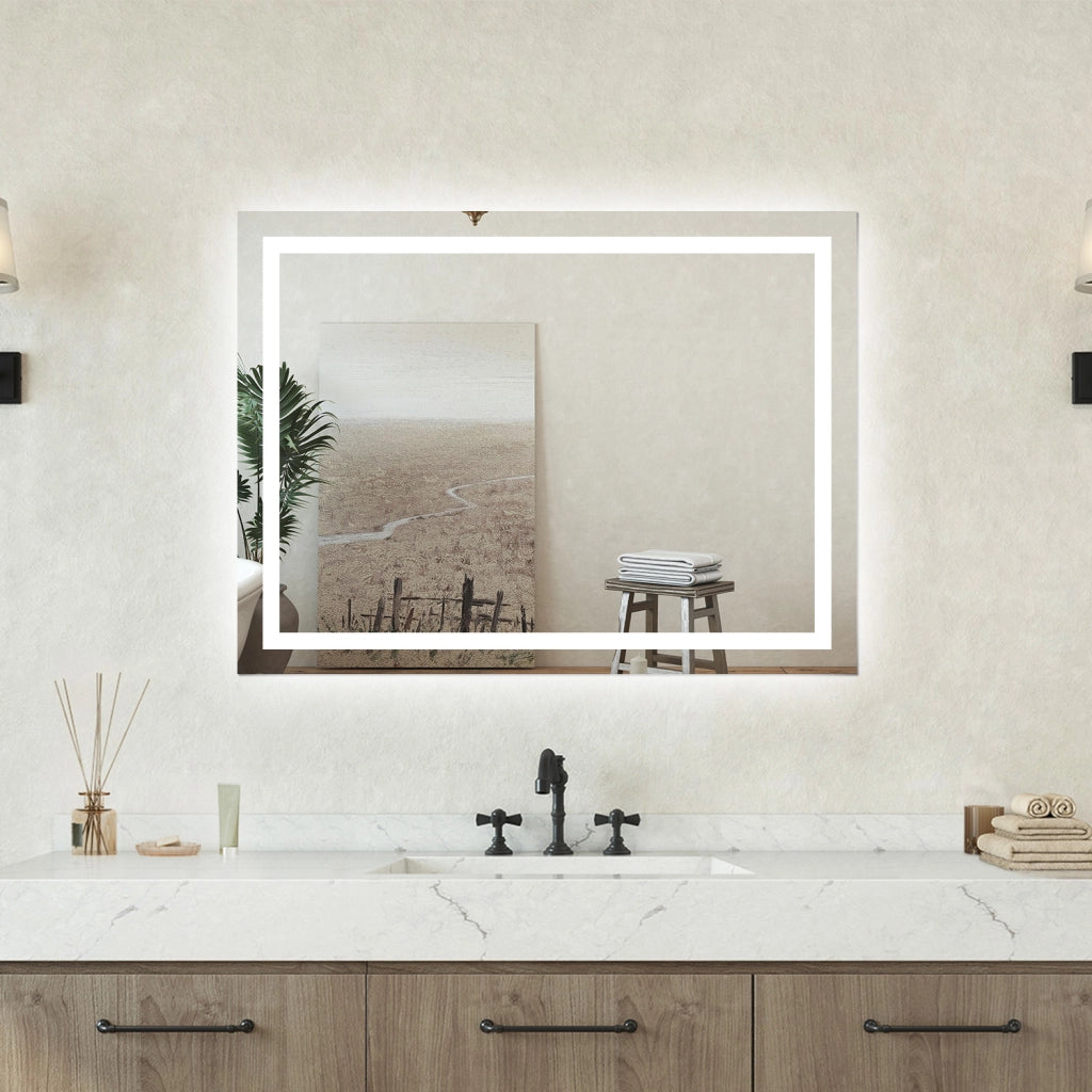 Specchio bagno Rettangolare 80x60cm Retroilluminato Con Led, Antiappannamento