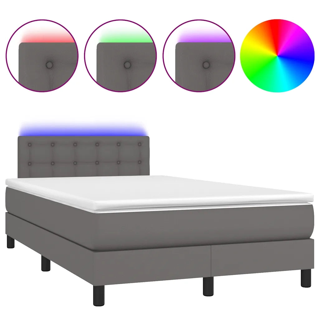 Giroletto Molle con Materasso e LED Grigio 120x190cm Similpelle 3270139