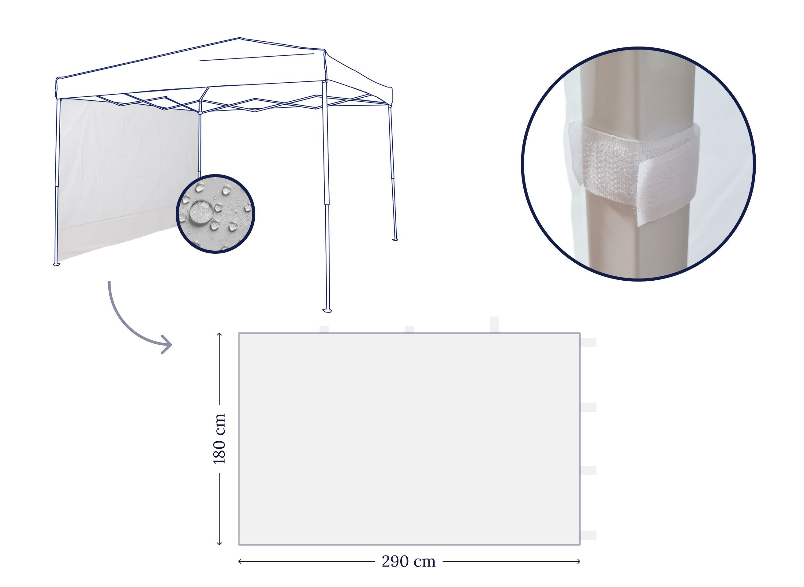 PARETI LATERALI PER GAZEBO 3X3 1 Parete Laterale