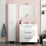 Florinas, set Mobili Bagno Specchio Incluso, Bianco Lucido