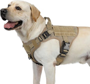 Harnas per cani grandi - Cinturone tattico per cani / Cinturone con maniglia - Cinturone di sicurezza No-Pull - Cinturone gonfiabile adattabile / Cinturone senza tirare, M, verde militare