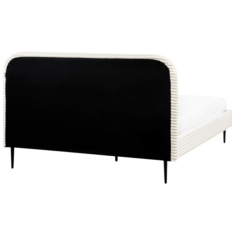 Letto bianco sporco velluto a coste testiera con rete a doghe 160 x 200 cm design minimalista