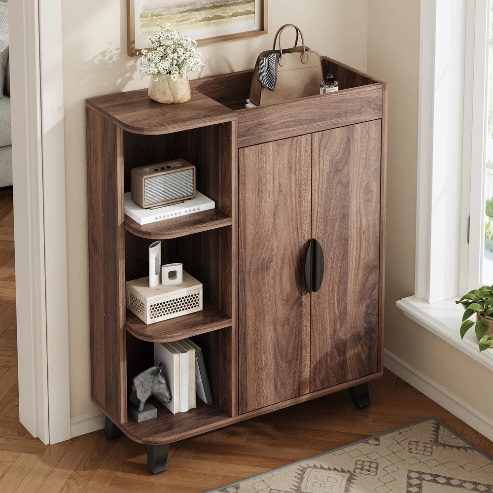 Scarpiera Slim con Ante e Ripiani ¨C MINIMAL ¨C Legno, Salvaspazio per Ingresso