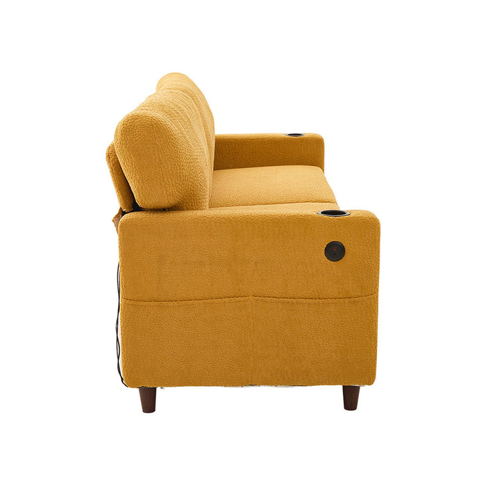 Divano 2 posti - Xylo - Chenille, LED, USB-C, porta bicchieri, giallo