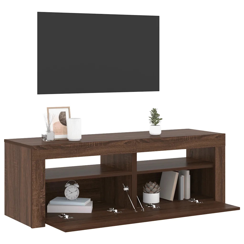 Mobile Porta TV con Luci LED Rovere Marrone 120x35x40 cm 815686