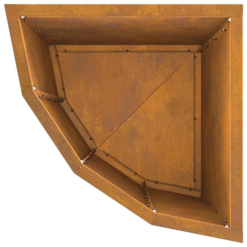 Vaso d'angolo-Fioriera-Contenitore per Piante Ruggine 30 x 30 x 50 cm acciaio corten