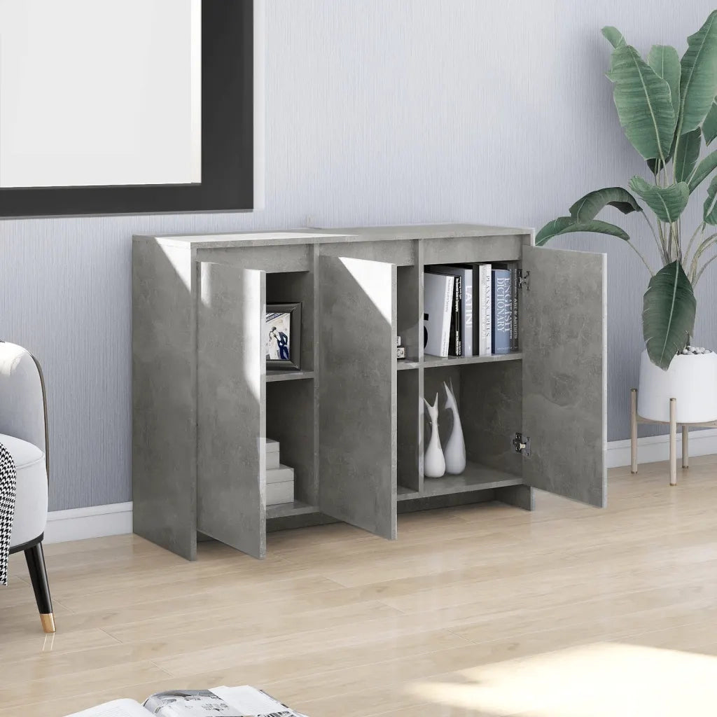 Credenza | Madia | Buffet da pranzo | Armadio da pranzo Grigio Cemento 102x33x75 cm in Truciolato