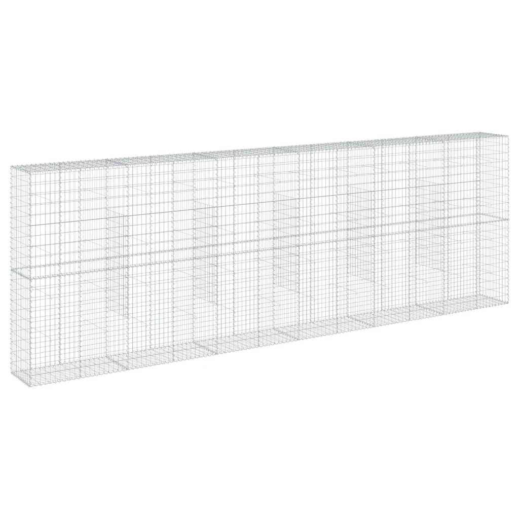 Gabbione recinto a gabbia muro di contenimento con coperchio 600 x 50 x 200 cm ferro zincato argento 02_0040185