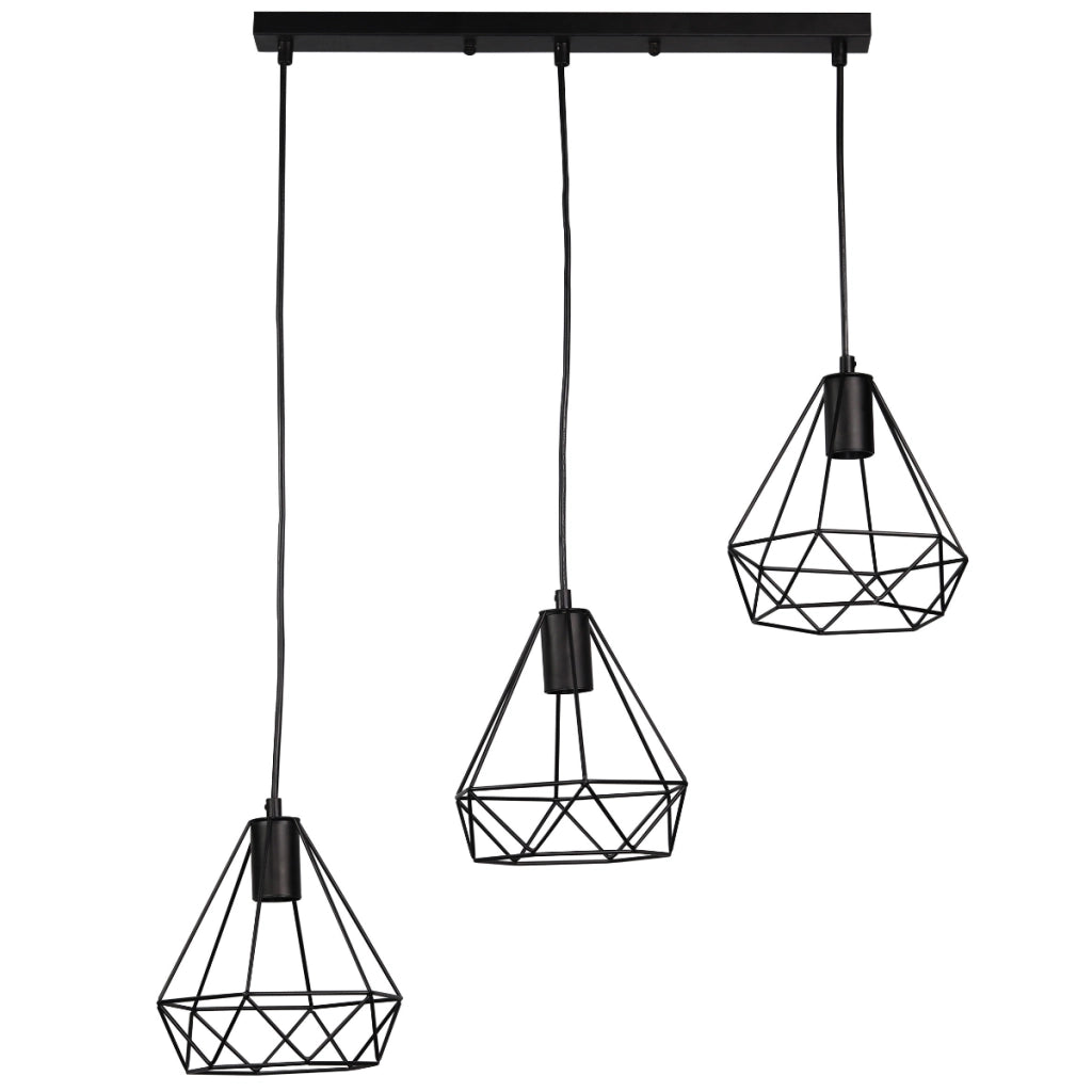 Lampada a sospensione Polux Vigo 3xE27 nera 120cm metallo