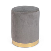 Pouf Rotondo in Velluto con Base in Acciaio Dorato - CLARK