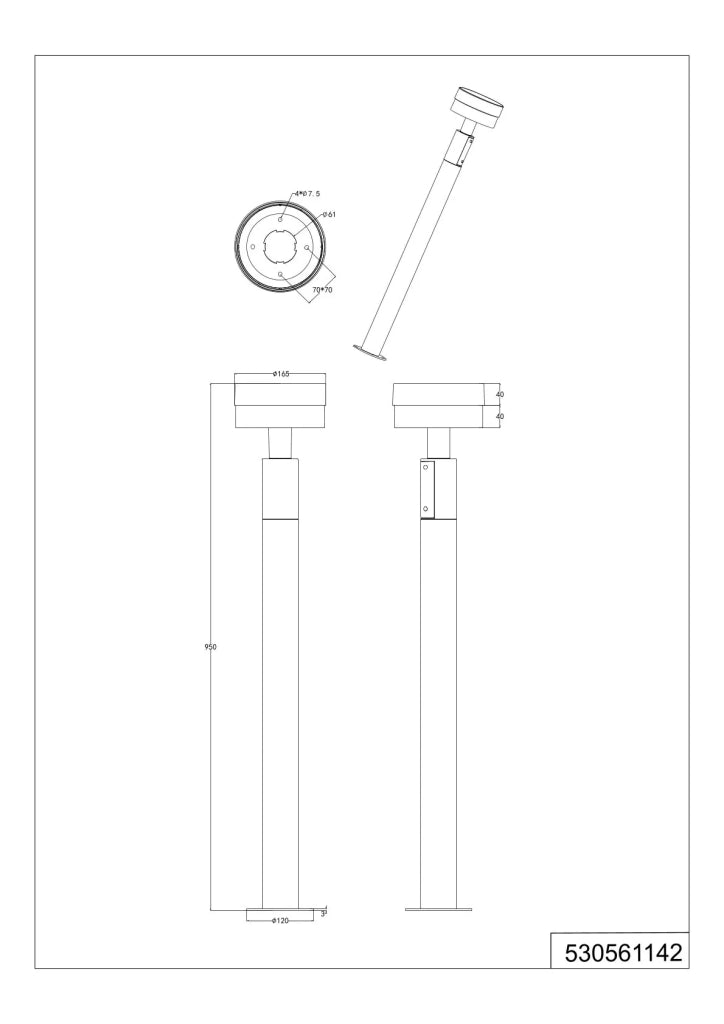 Palo alto da esterno LED, alluminio, antracite, H 95 cm, Mackenzie