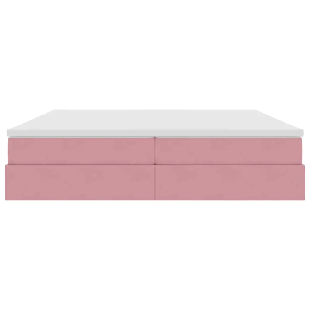 Letto con contenitore e materasso Rosa 200 x 200 cm Velluto 3370328