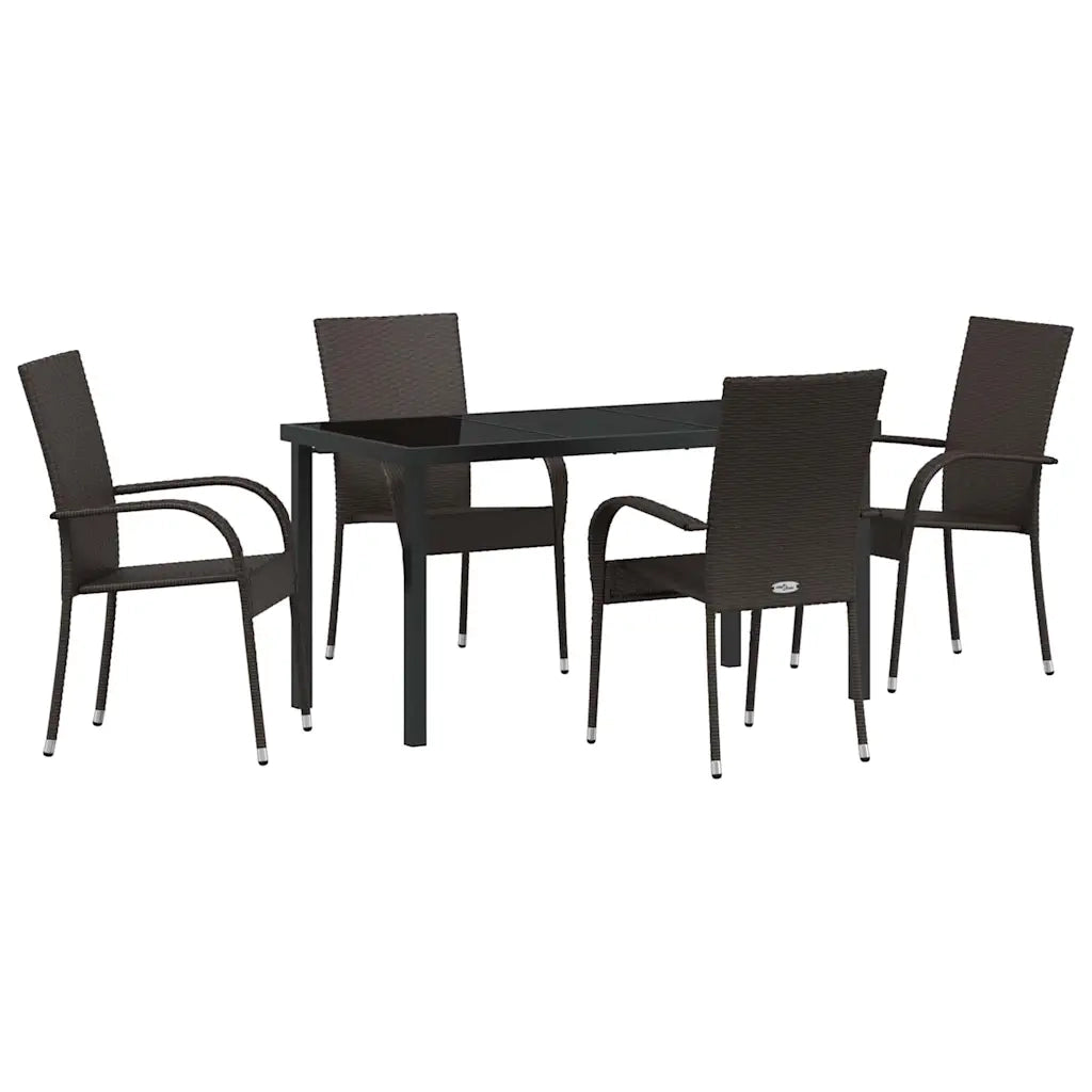 Set da Pranzo per Giardino 5 pz | Set Salotto da Giardino Marrone