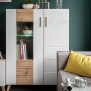 Mobile Espositore Cetona, Vetrina 4 Ripiani, 96x35x125.5h cm Marrone Rovere Nodi