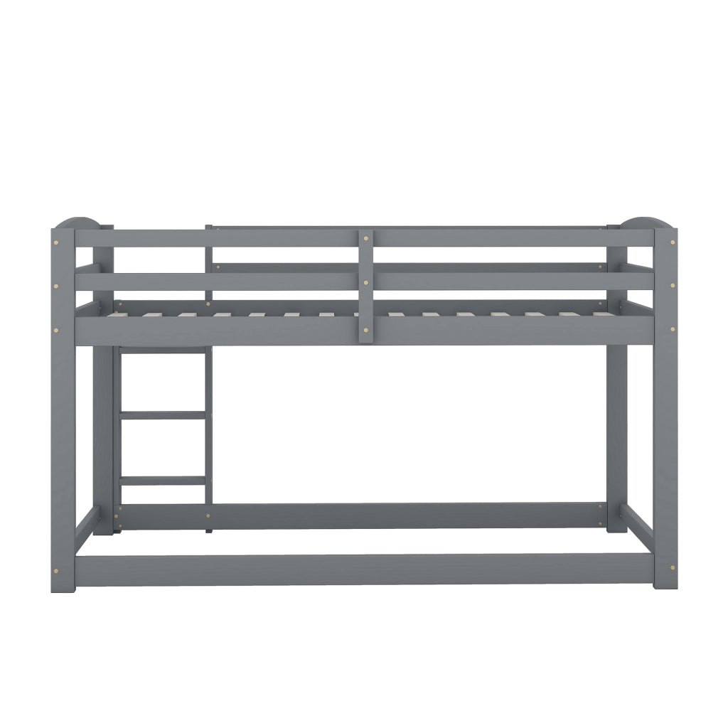 Letto a castello per bambini e ragazzi - Zephmum - Struttura in pino massello, facile montaggio, 90x200 cm, grigio