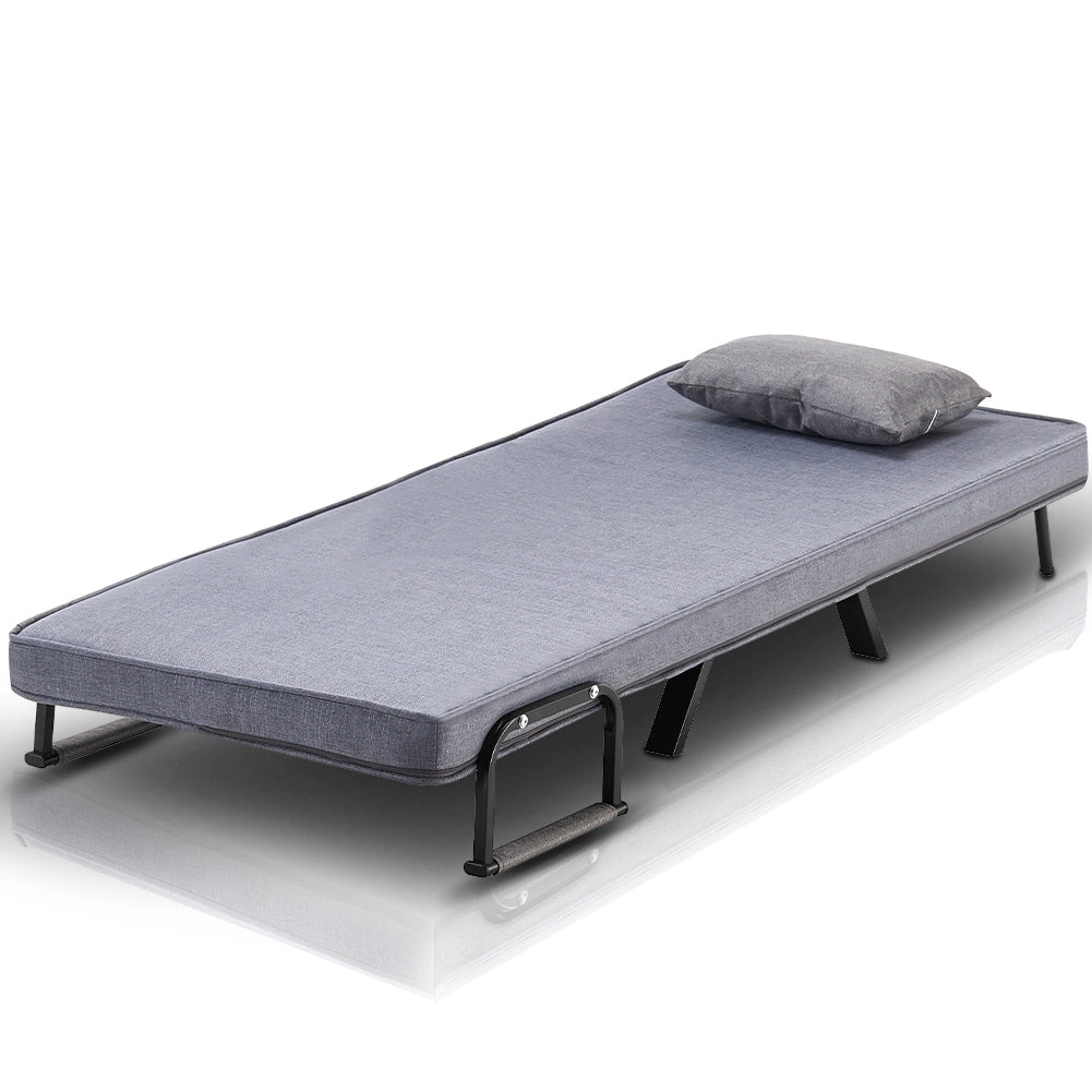 Poltrona Letto Reclinabile Chaise Lounge e Seduta Imbottita Convertibile Grigio