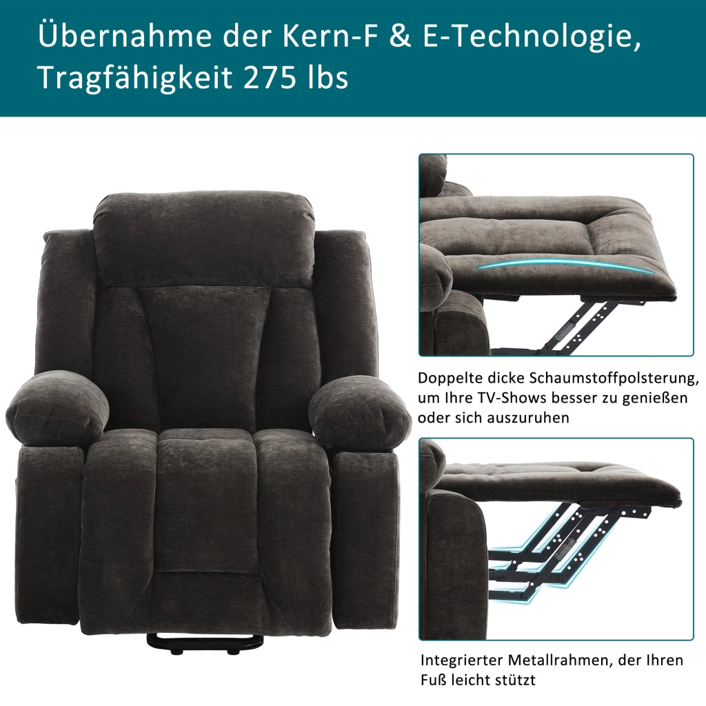 POLTRONA Relax elettrica massaggiante 95x94x107 cm Tessuto Marrone