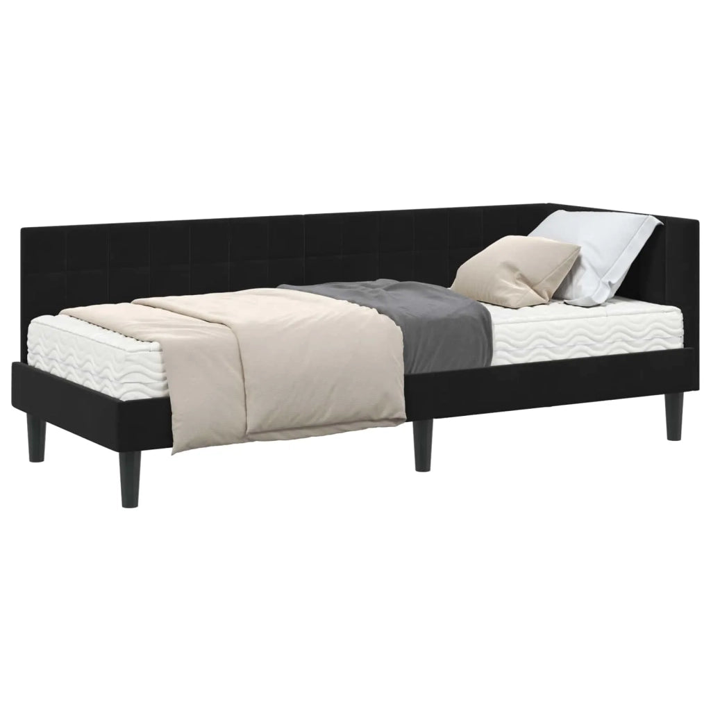 Struttura Letto Angolare con Materasso 2 pz-Giroletto con materasso Nero Velluto 620711