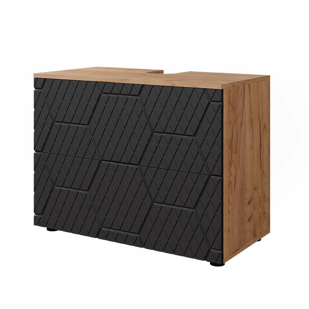 Vicco Mobile sottolavabo per bagno Antracite con struttura a nido d'ape 41 x 58.6 cm con 2 cassetti