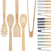 Set 5 Utensili da Cucina in Bambù Lunghezza 30 cm Antigraffio Colori Assortiti