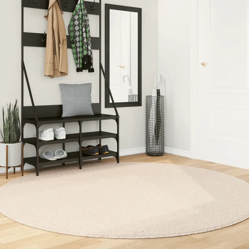 Tappeto a Pelo Corto HUARTE Morbido e Lavabile Beige Ø 200 cm 375031