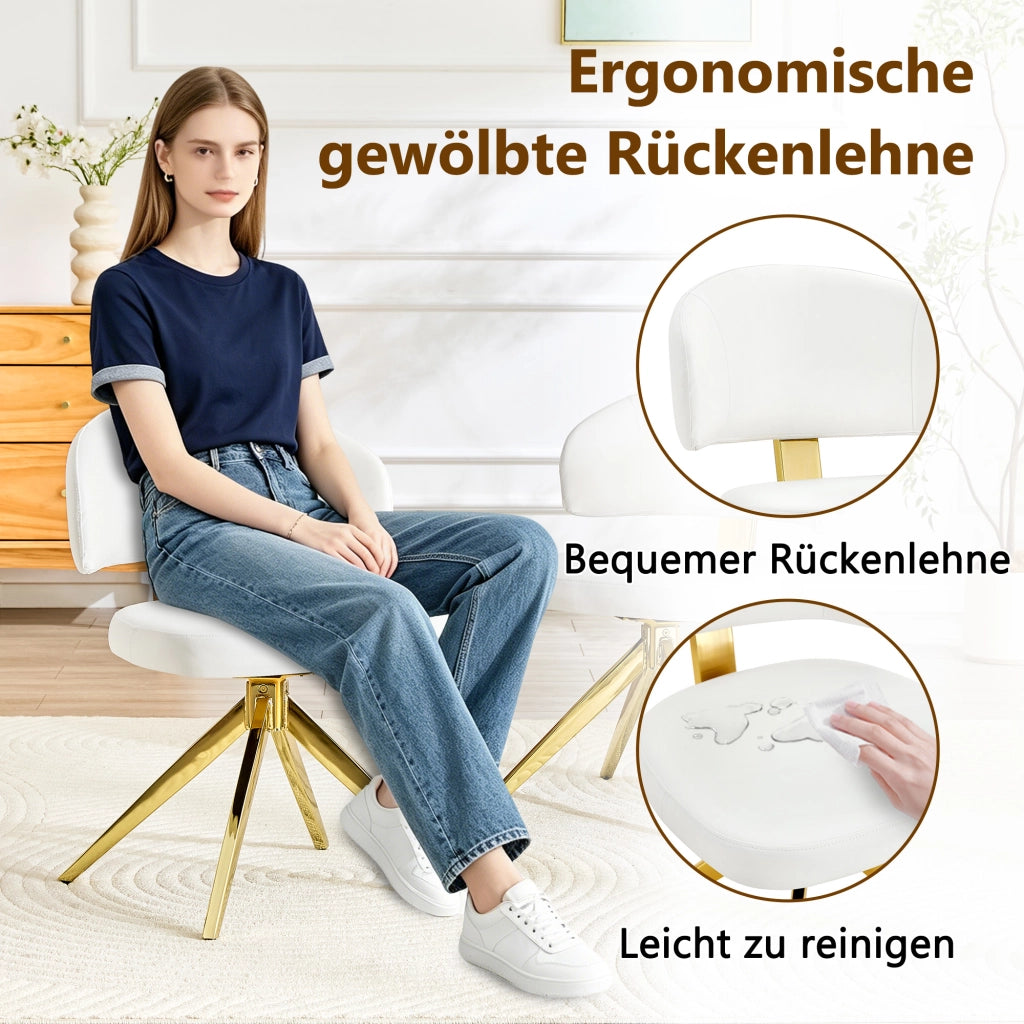 SEDIA girevole 360° Set da 2 in PU Bianco con struttura in metallo