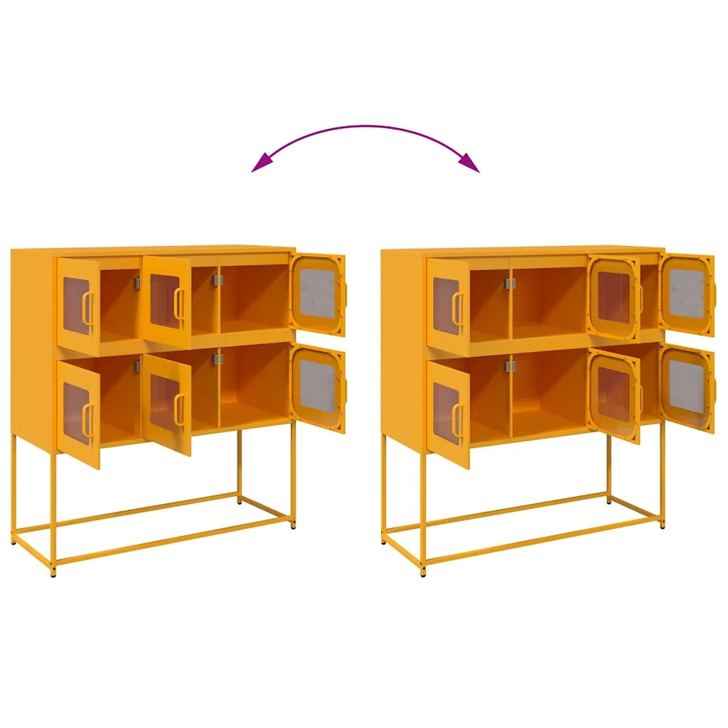 Credenza Giallo Senape 100,5x39x107cm Acciaio Laminato Freddo