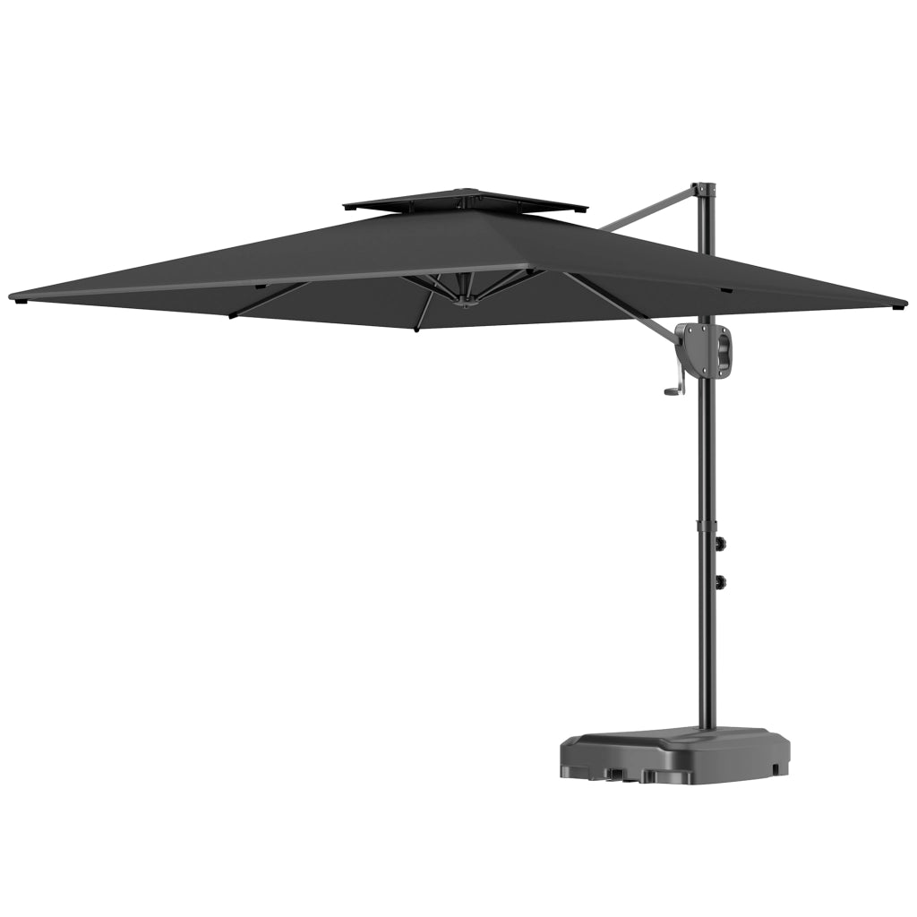 Parasol de'portato quadrato 2,5x2,5 m ¨C Zephmum ¨C Grigio scuro con manovella e 2 basi