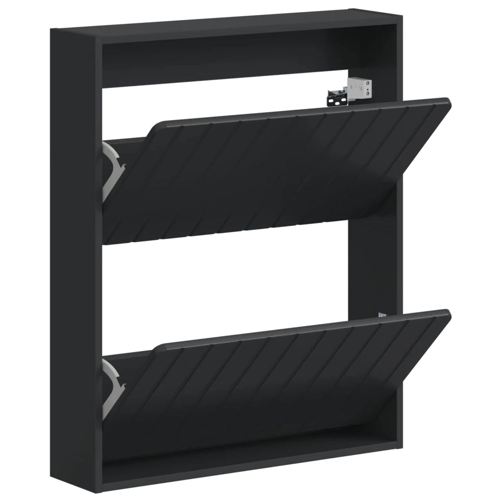 Mobiletto per Scarpe da Muro ZWOLLE 71 x 17 x 86 cm Nero 896416
