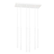 Lampadario 6 Luci Moderno Shu Acciaio Bianco E Paralumi A Cilindri Sottili