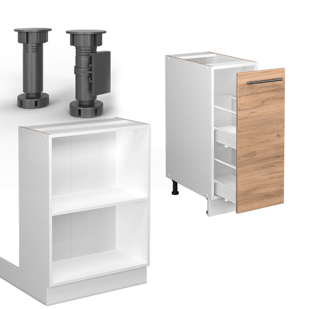 Isola cucina Fame-Line Rovere dorato/Bianco 90 cm con cassetto, senza piano di lavoro Vicco