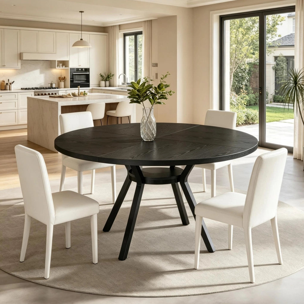 TAVOLO DA PRANZO rotondo Ø 120 cm Legno Nero