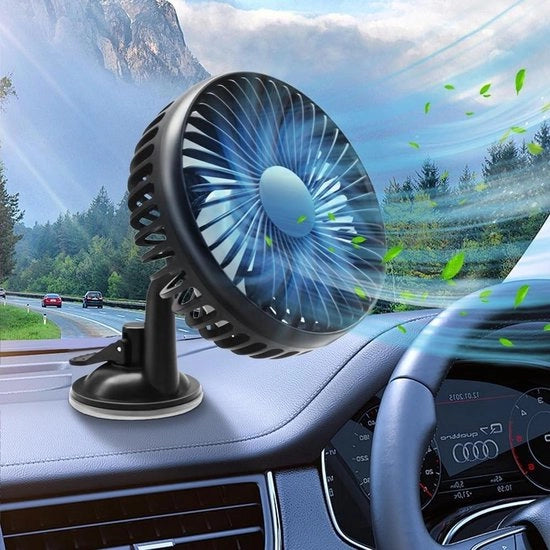 Ventilatore auto USB - 12V 24V - Rotazione 360 gradi - Cavo di alimentazione 14m - 3 velocità