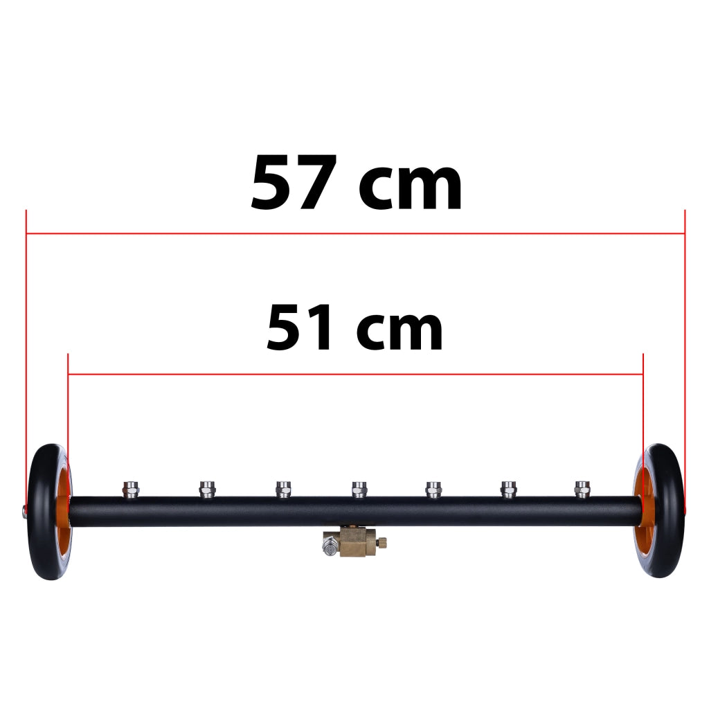 Lancia per Lavaggio Sottoscocca JetRoller Pro 7X – 7 Ugelli, 3 Lance 40 cm, Attacco Rapido 1/4", Larghezza 57 cm