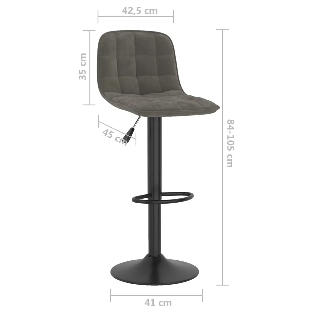 Sedie da Bar 2 pz Grigio Scuro in Velluto 333992
