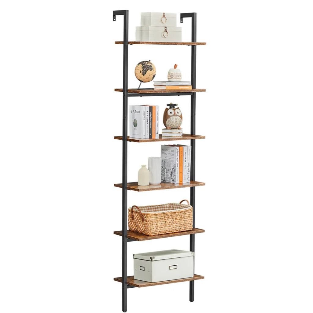 Libreria a 6 ripiani mobiletto portaoggetti per libri e decorazioni in soggiorno ufficio camera da letto 60 x 30 x 2048 cm stile industriale marrone 12_0005737