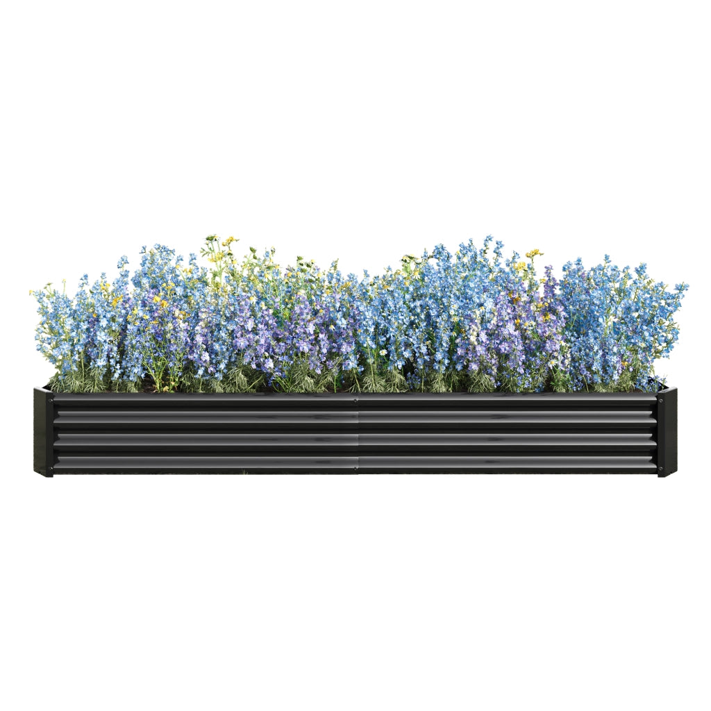 Aiuola rialzata in metallo nero 232 x 113,5 x 30 cm, struttura in acciaio zincato per orto e giardino