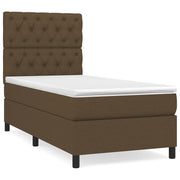 Letto singolo | Letto per adulti | Giroletto a Molle con Materasso Marrone Scuro 80x200 cm Tessuto