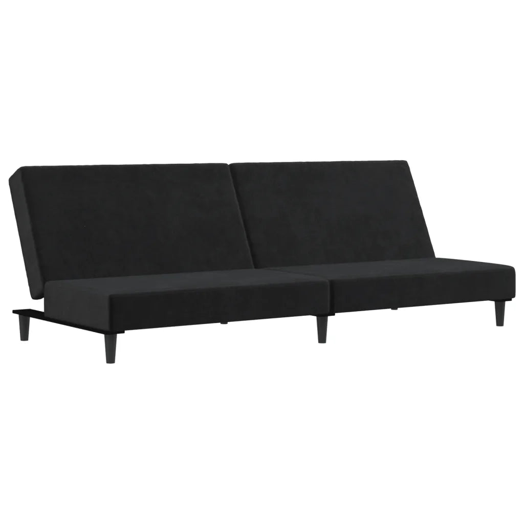 Divano Letto a 2 Posti Nero in Velluto 375735