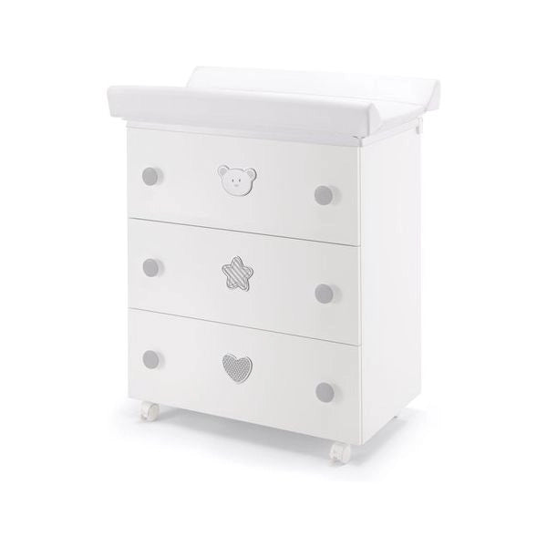 Bagnetto fasciatoio pali 0533toongr birillo 3 cassetti bianco e grigio