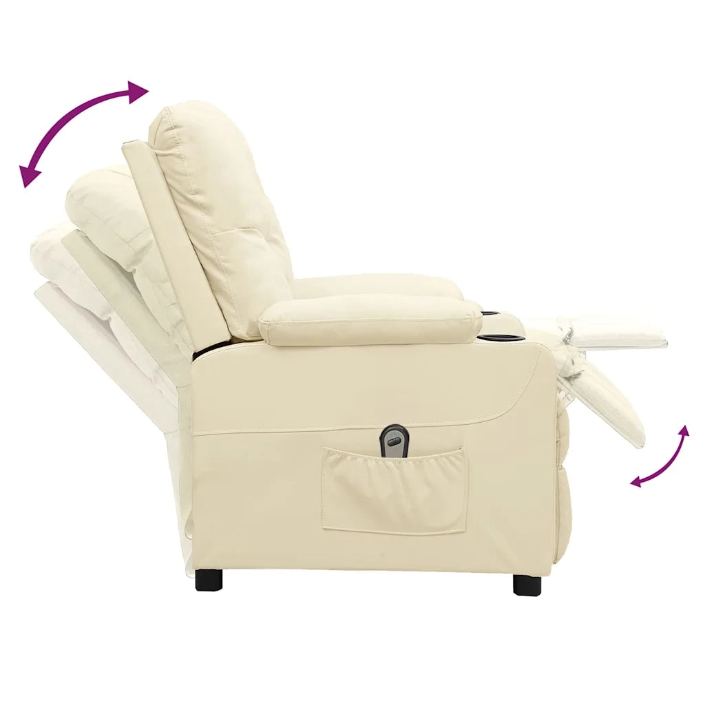 Divano Sedia-Poltrona Reclinabile Elettrica Crema in Similpelle 158653