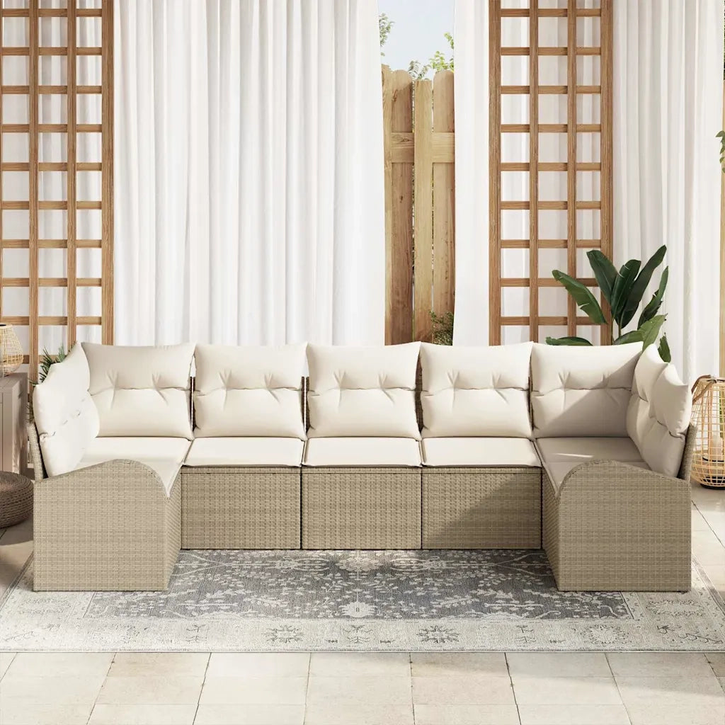 Set Divano da Giardino 7 pcs Beige e Bianco polyrattan 3354860