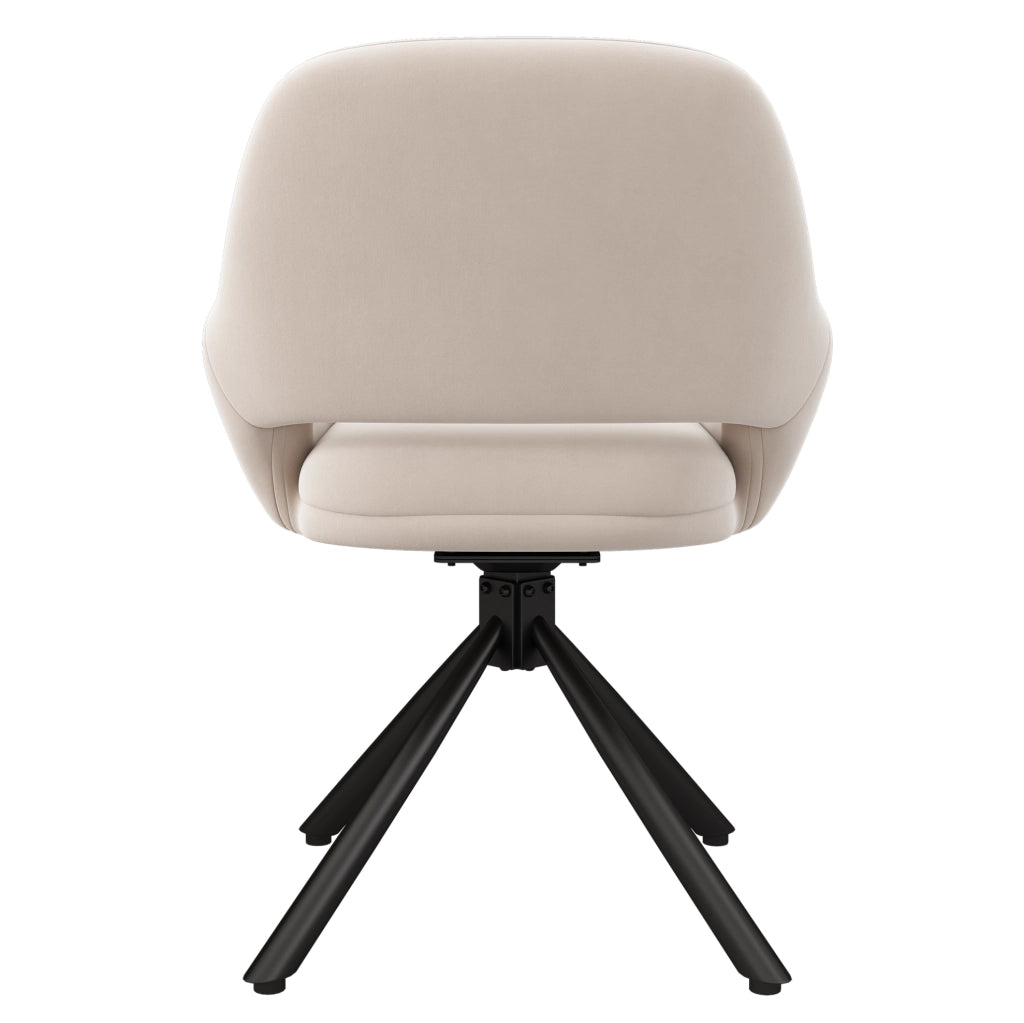 Set di 6 sedie da pranzo girevoli con braccioli; velluto beige; metallo