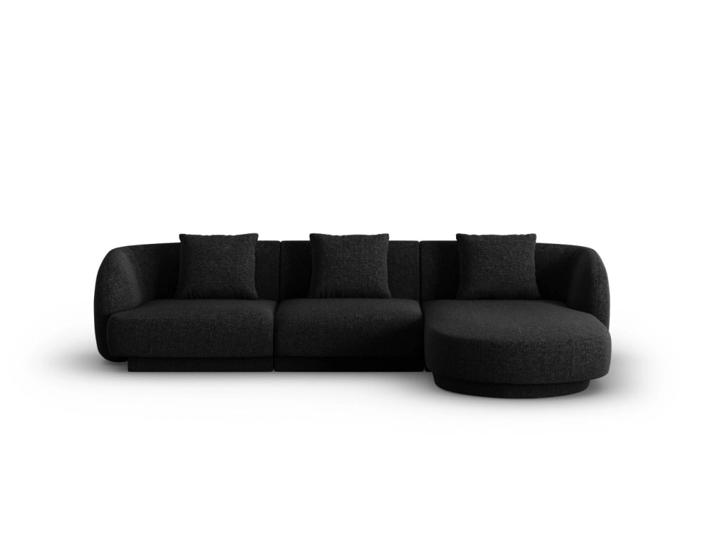 Cosmopolitan Design - Divano angolare destro "Tulum" 4 posti in ciniglia nero 